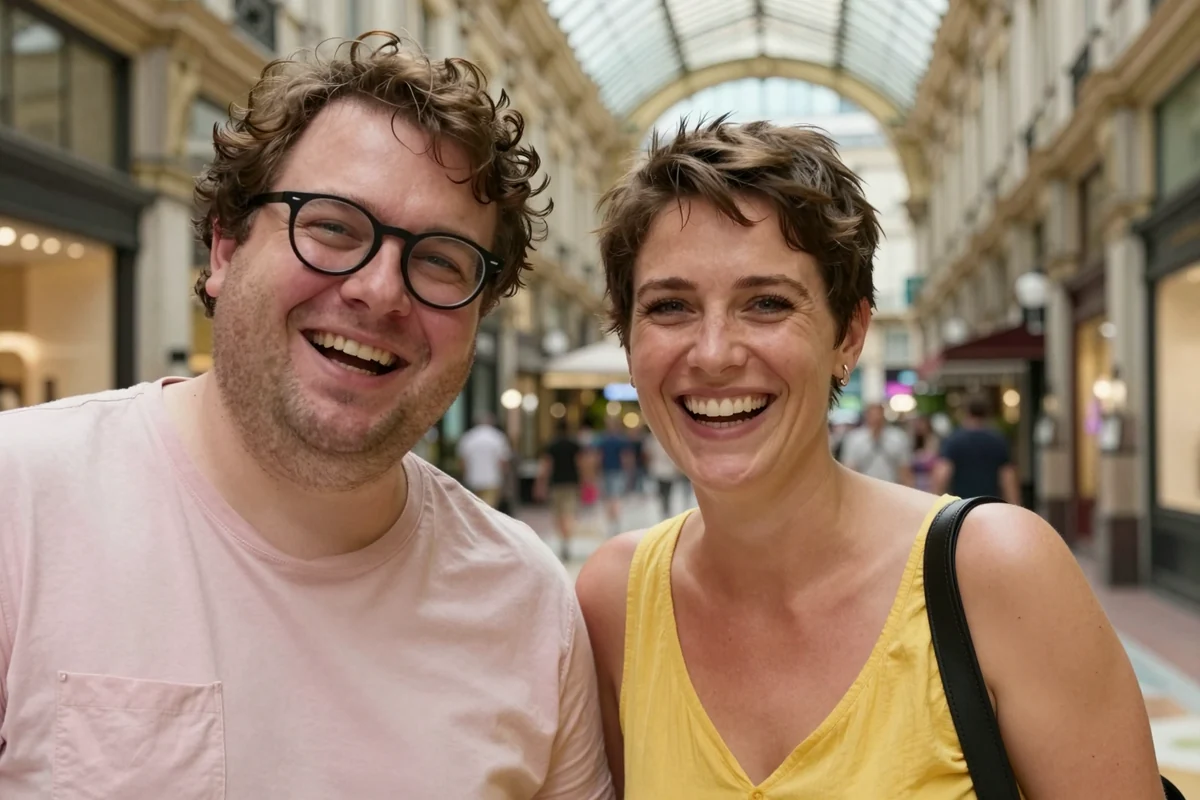 Se rencontrer près de chez soi Un rire partagé dans une rue du centre près de chez soi, une rencontre qui démarre bien